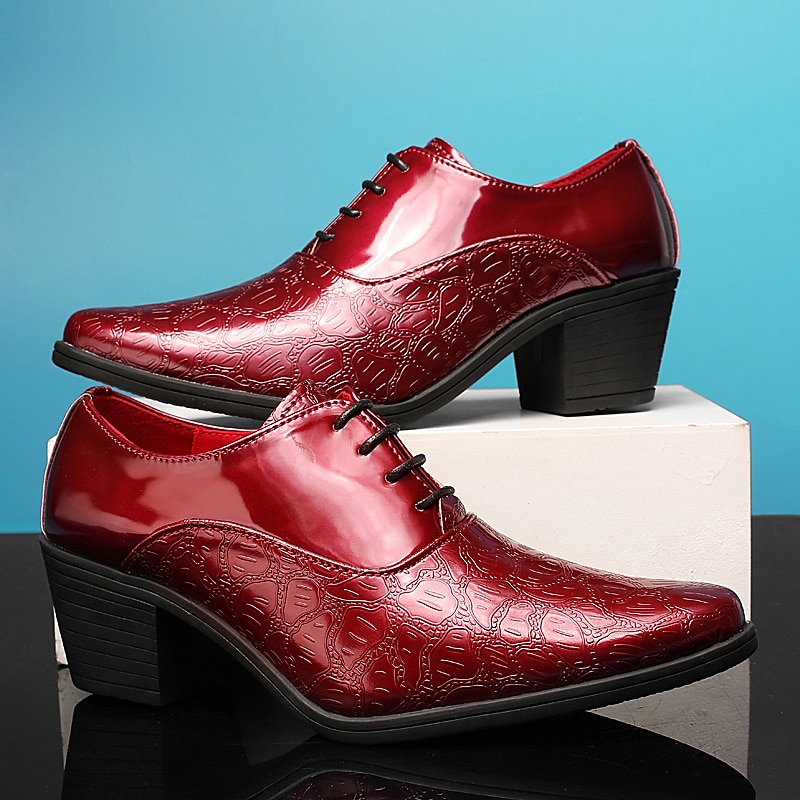 Herren-Oxford-Schnürschuhe aus weißem Lacklederimitat – elegante Schuhe mit Blockabsatz und Krokodilprägung im Vintage-Stil für Hochzeiten, Partys und formelle Anlässe 2025 - $54.99 –P8