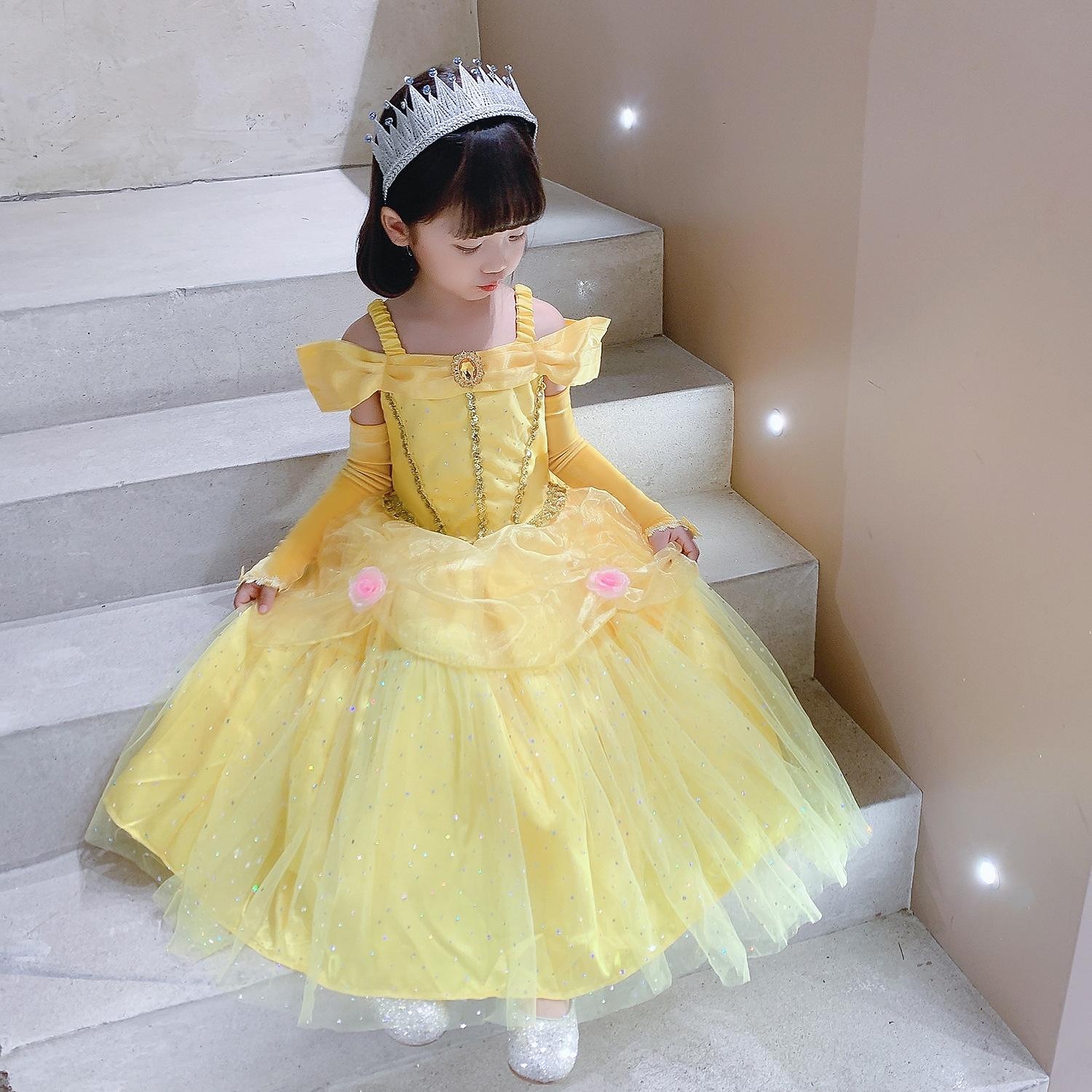 Märchen Prinzessin Belle Kleid Blumenmädchenkleid Prinzessin Cosplay-Kostüm Süß for Mädchen Kinder Halloween Karneval Buchwoche Hochzeit Hochzeitsgast Symphonie der Geschichten 2026 - $41.99 –P9