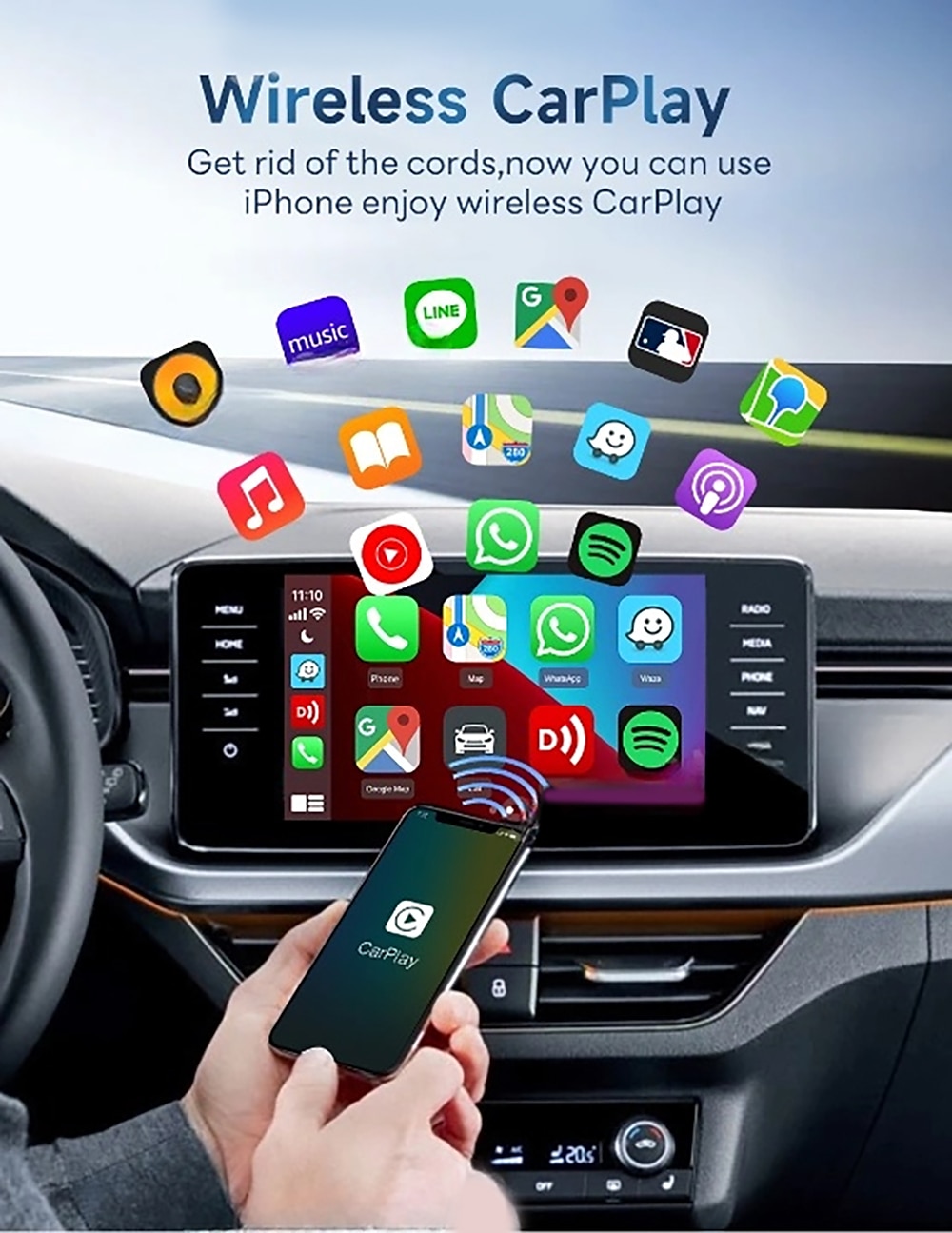 CarlinKit 5.0 Wireless Adapter Apple CarPlay Android Auto