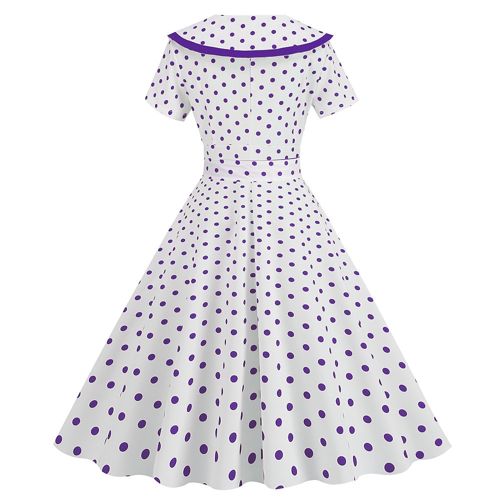 Pöttyös Retró 1950-es Egy vonalú ruha Rockabilly Swing ruha Pöttyös Női Alkalmi / Napi Lánybúcsú Felnőttek Ruha Hazatérő ruhák 2025 - GBP £18 –P3
