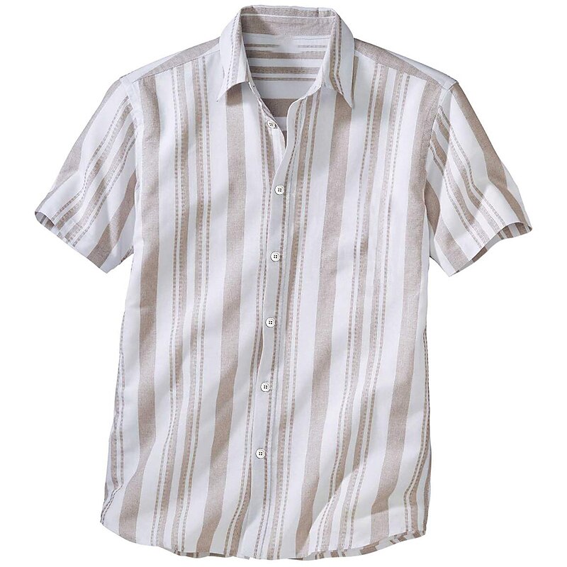 Men's Shirt Summer Shirt Casual Shirt Beach Shirt Button Up Shirt Striped Shirts White Short Sleeve Striped Lapel Vacation Street Print Clothing Apparel Polyester Fashion Leisure Hawaiian 2025 - $19.99 –P3