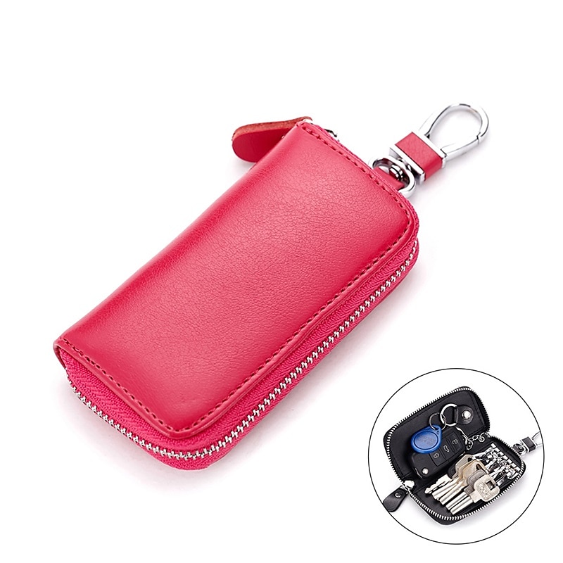 Cuero de vaca partido hombres mujeres llavero casa llavero bolsa organizador coche llave caso bolsa multifuncional pequeña cartera mini monedero 2025 - $14.99 –P16