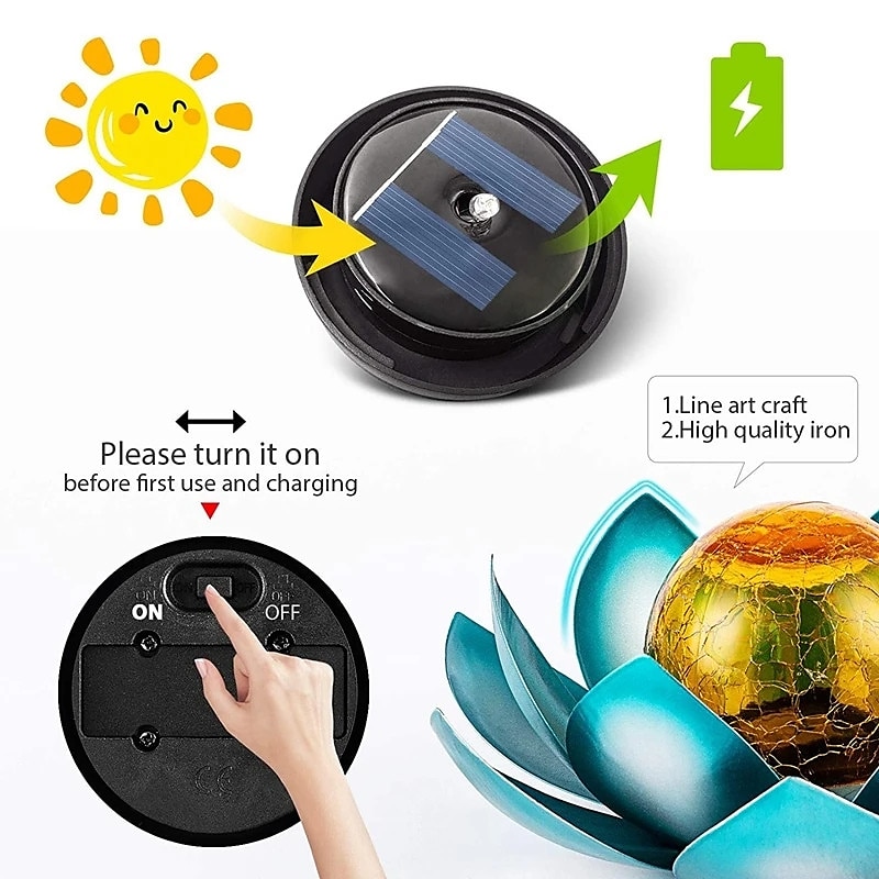 2025年 屋外防水太陽光発電蓮の花ライト庭庭パティオ芝生パス私道の装飾風景ライトソーラーアンバーひびの入ったガラスボールライト  コレクション – $32.99 –P9