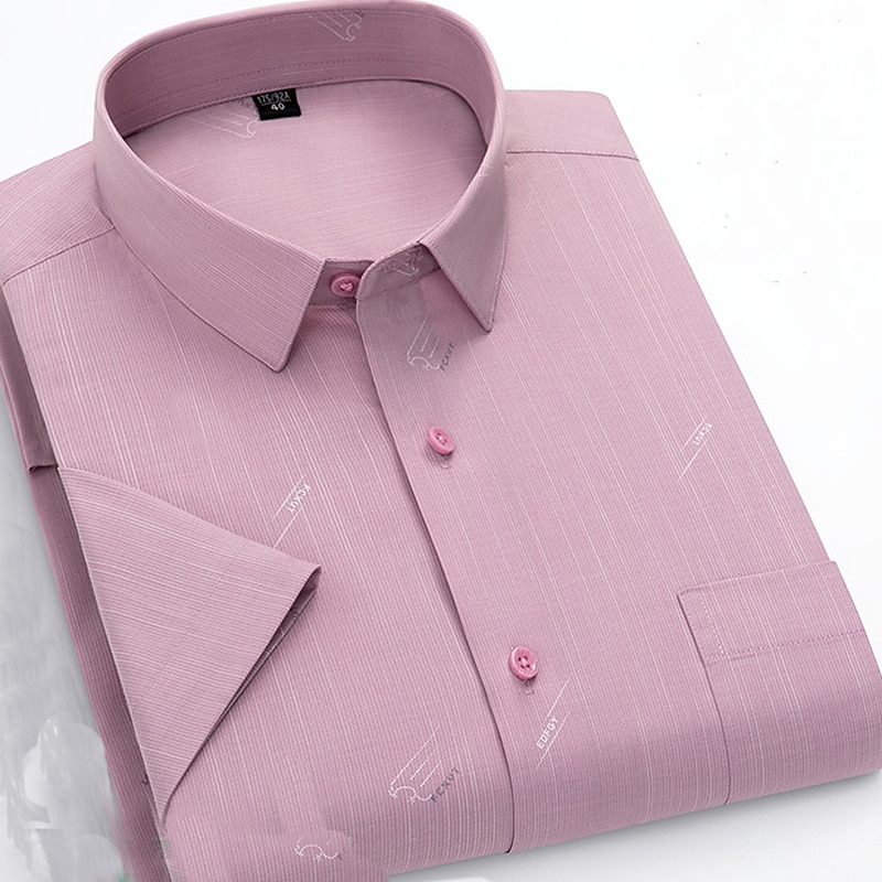 Herre Dresskjorter Skjorte uten jern Striper og rutete Bryllup Kontor og karriere Lyseblå Lysegrønn Rosa Navyblå Kortermet Aftæpning Alle årstider Klær 2025 - $28.99 –P8