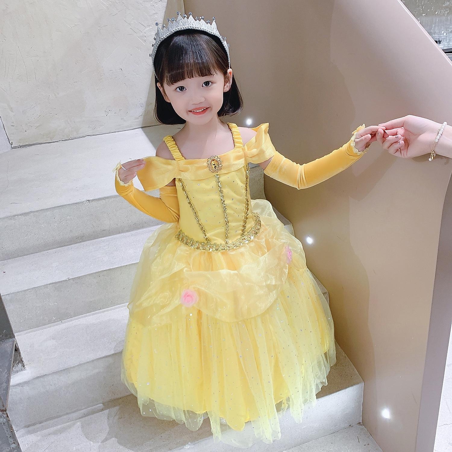 Märchen Prinzessin Belle Kleid Blumenmädchenkleid Prinzessin Cosplay-Kostüm Süß for Mädchen Kinder Halloween Karneval Buchwoche Hochzeit Hochzeitsgast Symphonie der Geschichten 2026 - $41.99 –P10