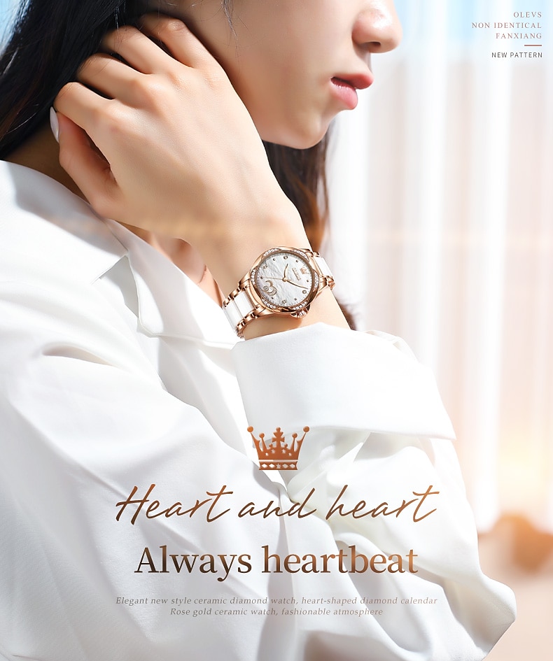 OLEVS Women Mechanical Watch Creative Minimalist Fashion Casual Analog Wristwatch Automatic Self-winding Luminous Calendar Waterproof Ceramic Watch for Women Mother's Day Gift Women Watches 2026 - $107.99 –P1