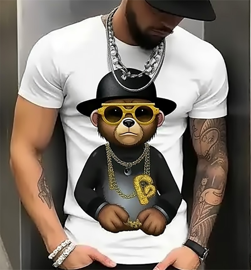 Herre Grafisk Dyr Morsom T skjorte Morsomme t-skjorter Kortermet T skjorte 3D-utskrift Crew-hals Skjorte Årgang Mote Designer utendørs Daglig Sport Svart og Hvit 1 Svart Vår sommer Klær S M L XL 2XL 2025 - $17.99 –P2