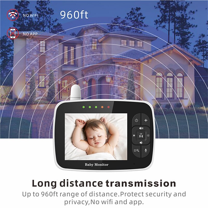 babyfoon - 3,5 scherm video babyfoon met camera en audio - afstandsbediening pan-tilt-zoom nachtzicht vox-modus temperatuurbewaking slaapliedjes 2-weg praten 960ft bereik 2025 - $142.99 –P2