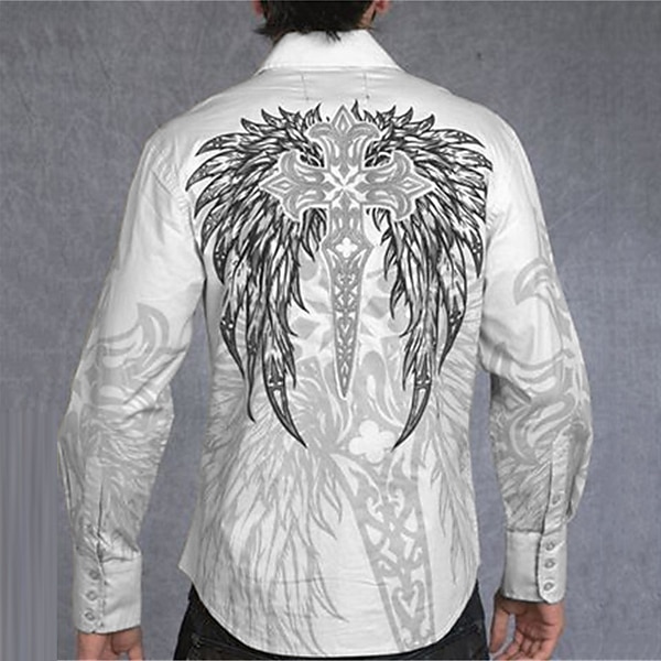 Bărbați Totem Cămașă Cămașă occidentală Cămașă de cowboy Manșon Lung Modă Designer Casual În aer liber Concediu Toamna iarna Răsfrânt Imprimeu Buton în jos Alb Mov Trifoi Albastru + Albastru Gri 2025 - $26.99 –P5