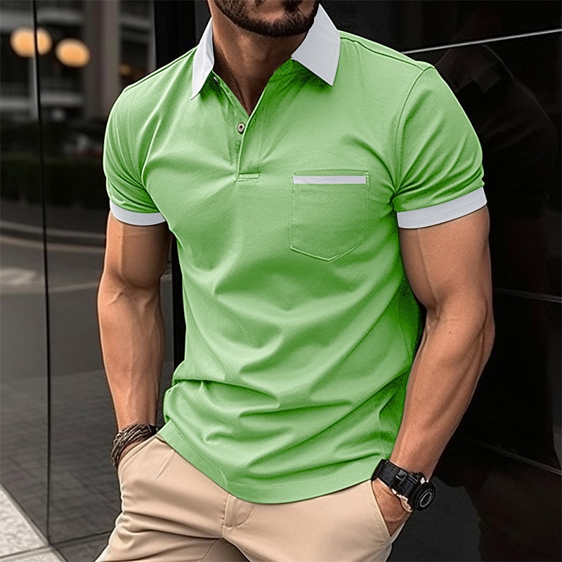 Miesten Button Up Polos Golfpaita Kausaliteetti Pyhäpäivä Kauluskäänne Lyhythihainen Muoti Perus Tavallinen Perinteinen Kesä Normaali Tulenpunainen Vaalea taivaansininen Valkoinen Tumma 2025 - $15.49 –P10