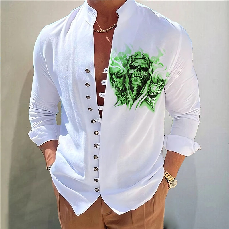 Herr Mörk Skjorta Aloha skjorta Långärmad Mode Designer Ledigt Semester Dagligen Utekväll Höst Vår & sommar Hög krage Mönster Svart Gul Svart / Röd Armégrön Rubinrött 2025 - $26.99 –P9