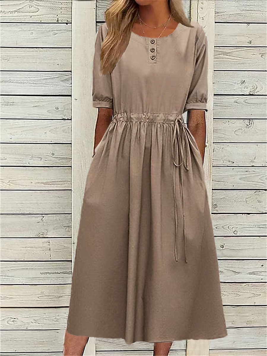 Per donna Blu marino Blu Viola chiaro Estate Primavera Autunno Vestito longuette Abito casual Vestito svasato Essenziale Moderno Informale Esterno Giornaliero Morbido Liscio Girocollo del 2025 a $23.99 –P4