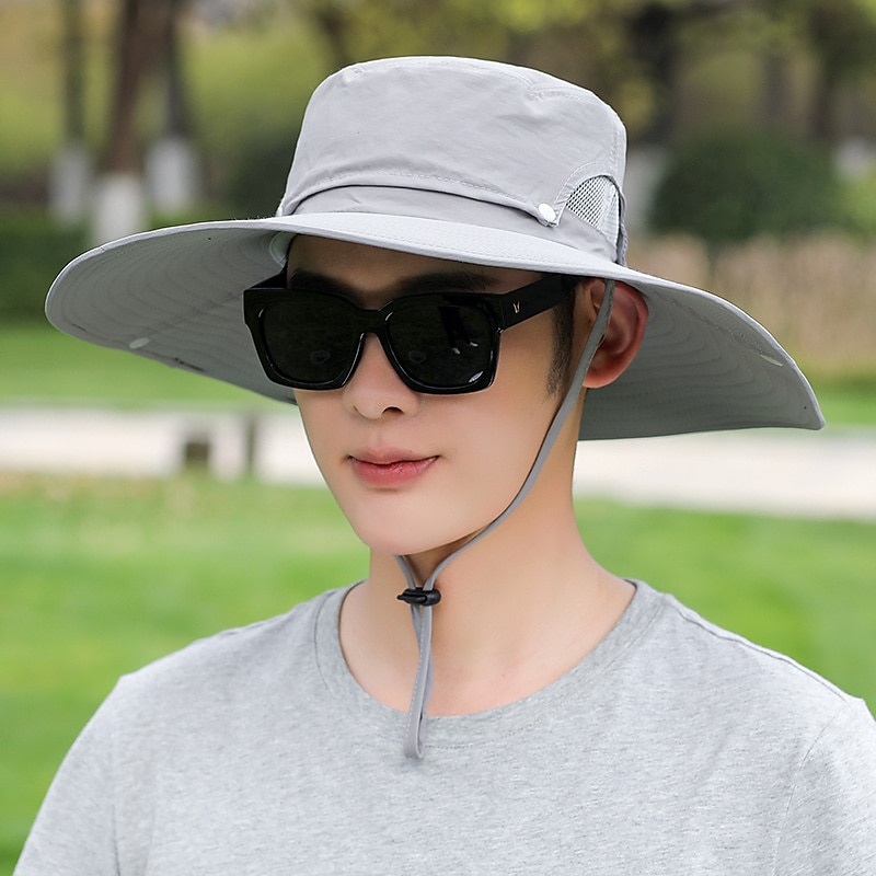 Mens Wide Brim Waterproof Bucket Hat With Sun Visor, Quick Dry