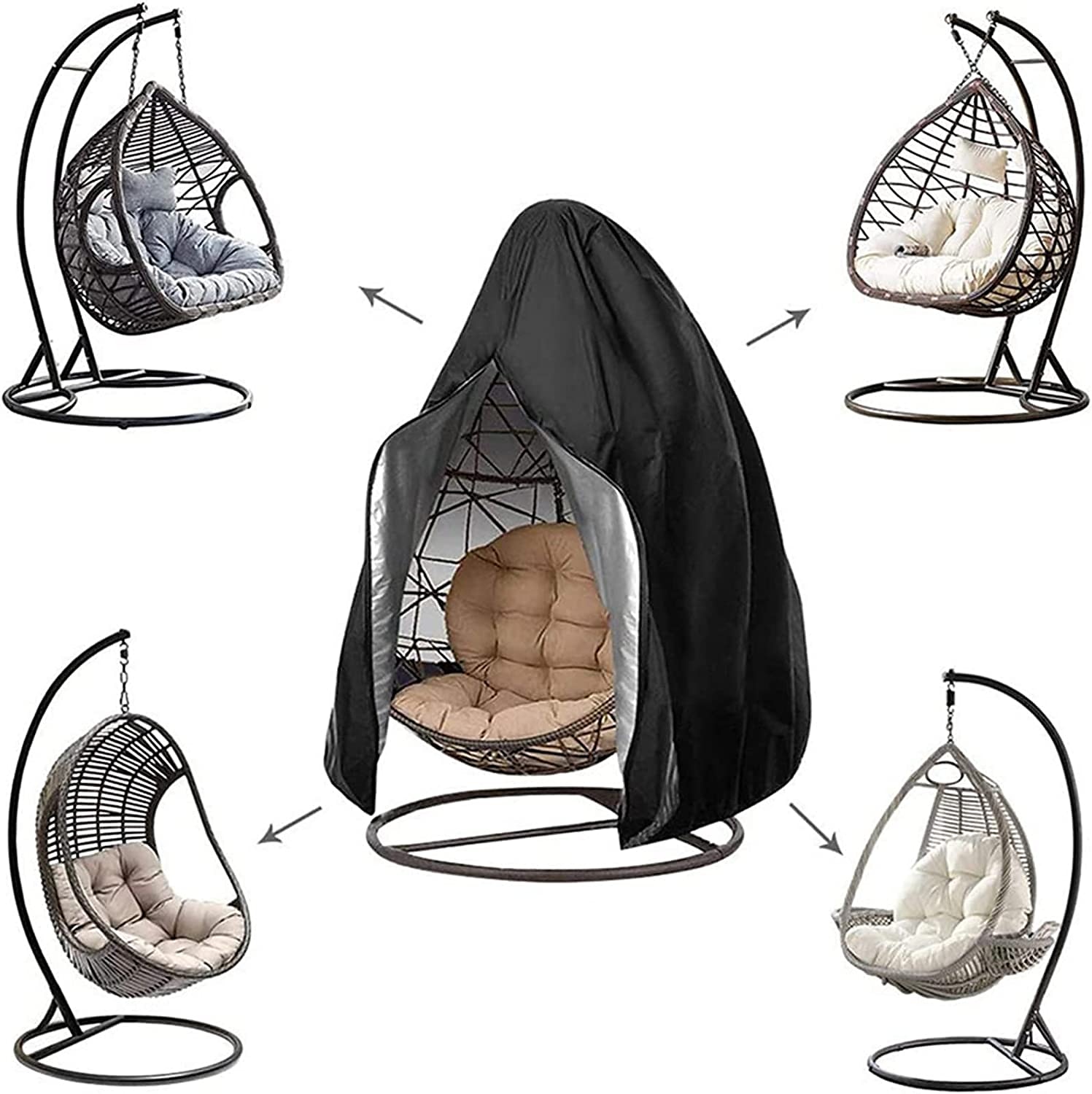 210d vanntette utendørs stoltrekk med glidelås, slitesterkt stort utendørs stoltrekk, vanntett vindtett anti-uv for utendørs svingstol 2025 - $35.99 –P5