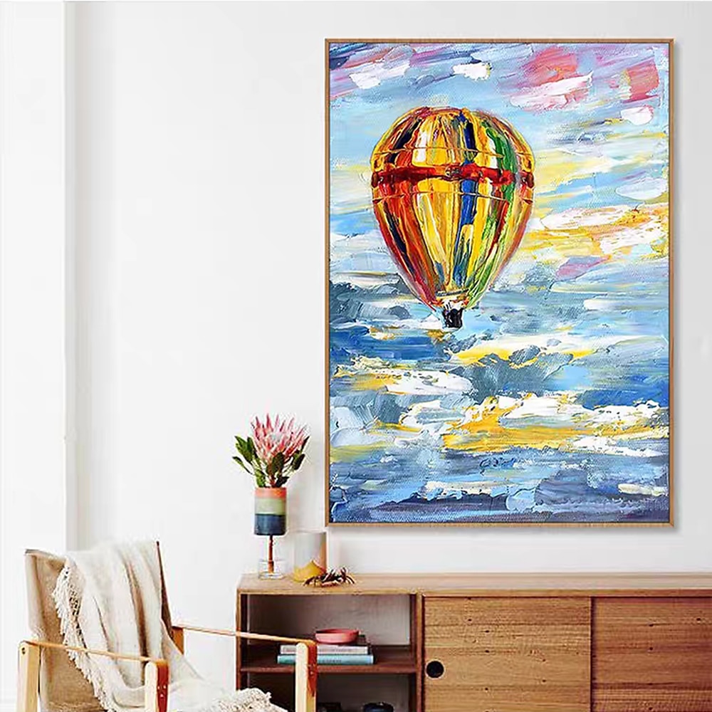 Mintura Handmade Hot Air Balloon Oil Paintings On Canvas Wall Art Decoration Modern Abstract Picture For Home Decor Rolled Frameless Unstretched Painting 2025 - $116.99 –P4