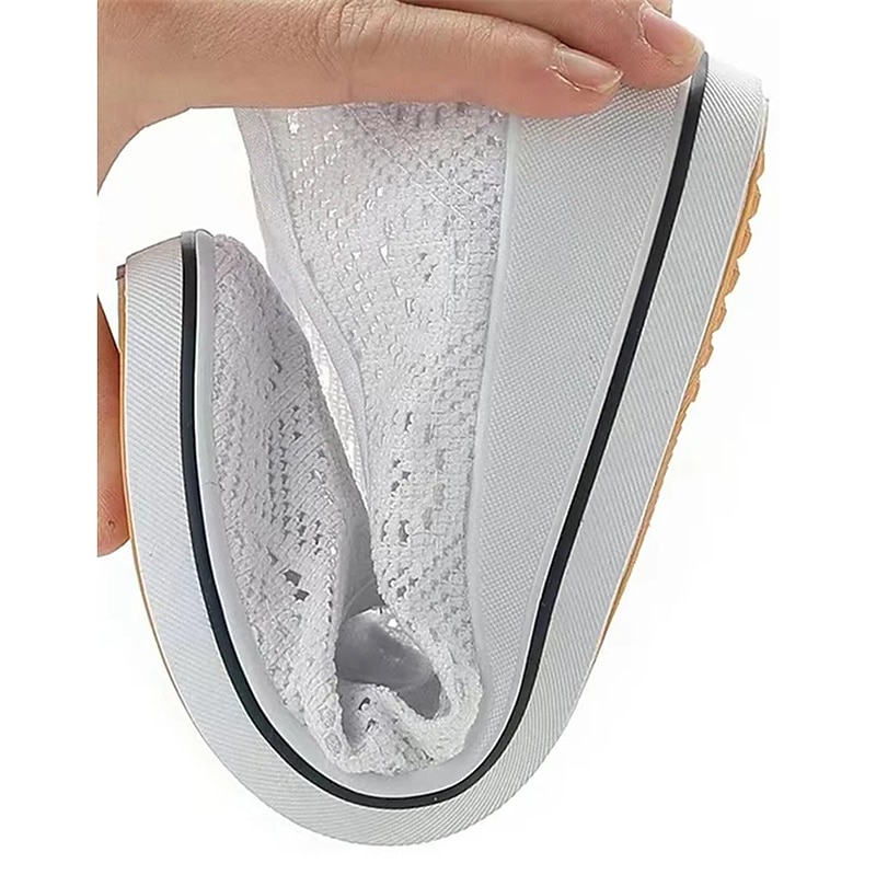 scarpe da ginnastica da donna con zeppa slip-on in pizzo bianco – scarpe basse casual traspiranti in rete, scarpe estive leggere da passeggio per l'uso quotidiano del 2025 a $19.99 –P4