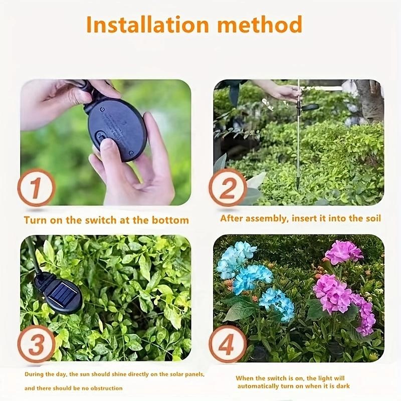Hydrangea Solar Pathway Garden Stake Lights - Waterproof Solar Simulation Flower Floor Light for Villa, Courtyard, Lawn & Garden Decoration 2025 - $21.99 –P1
