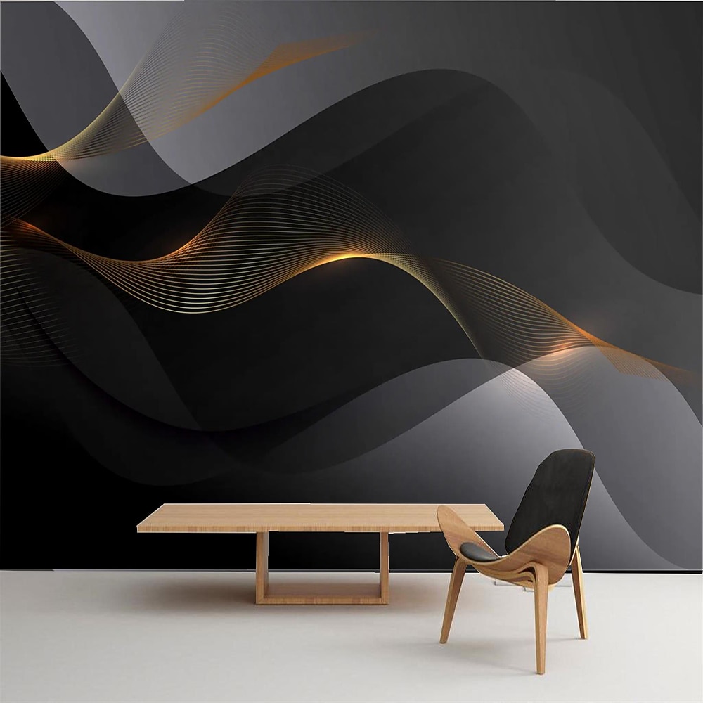 sfondi fantastici astratto nero carta da parati murale geometrico 3d decorazione della casa rivestimento murale astratto contemporaneo, tela pvc/materiale vinilico adesivo richiesto murale, del 2025 a $23.99 –P1