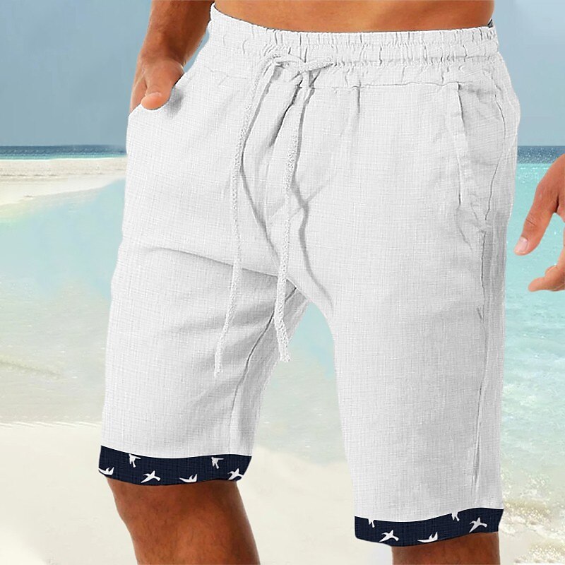 Homens Calção Shorts de verão Shorts de praia Patchwork Com Cordão Cintura elástica Tecido Conforto Respirável Curto Casual Diário Feriado Moda Estilo Clássico Branco Azul de 2025 por $20.99 –P2