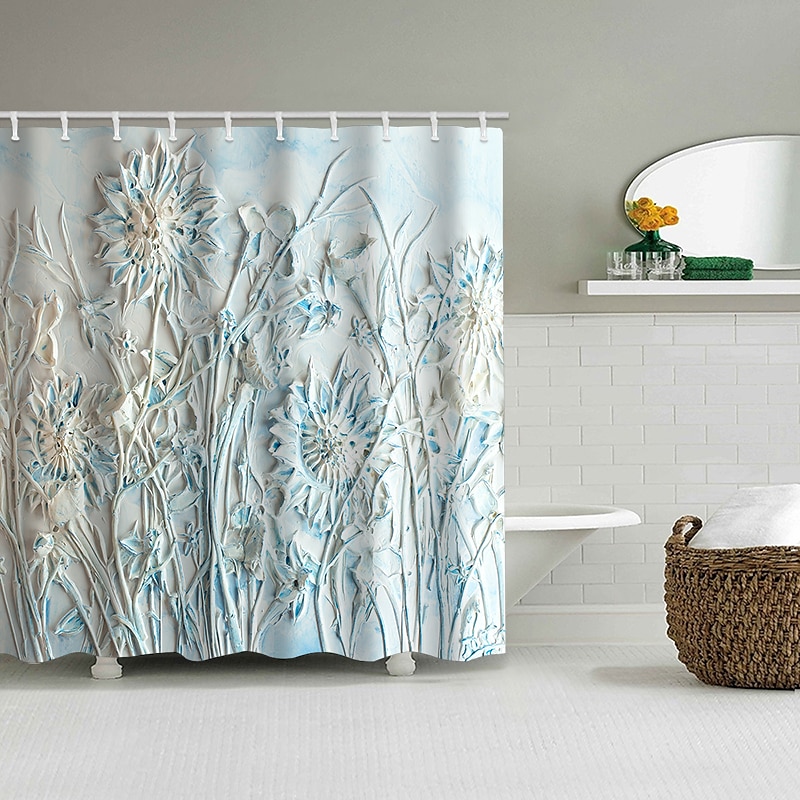 Κουρτίνα ντους με 12 γάντζους 180cm*180cm(70"*70") Πολυεστέρας Πλενόμενη Αδιάβροχη Ρουστίκ Αγροτικό Ξύλινο Vintage Σχέδιο Άχυρο 2025 - $22.99 –P13