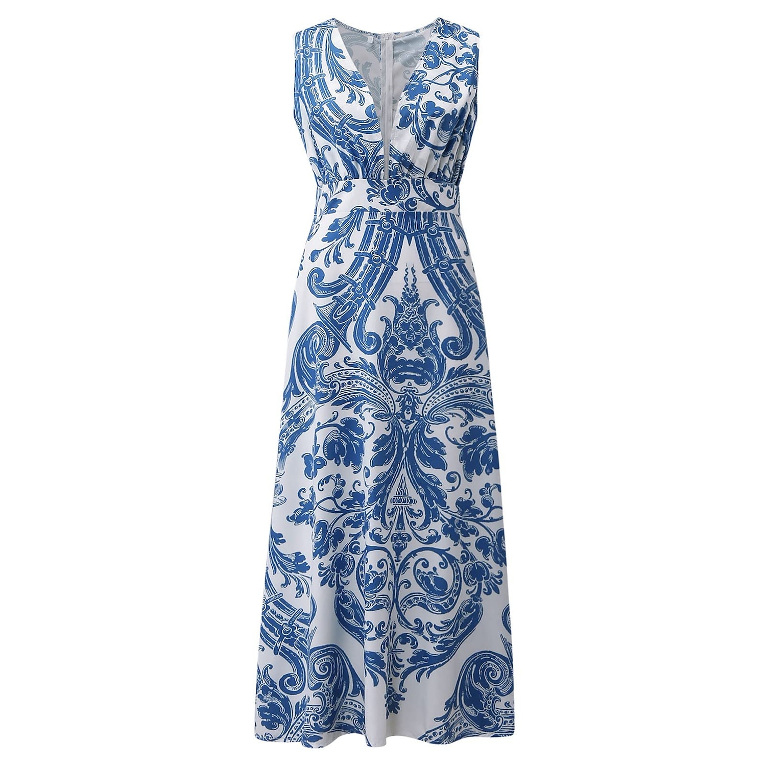 Women's Casual Dress Swing Dress Long Dress Maxi Dress Blue Light Green Fuchsia Sleeveless Floral Print Spring Summer V Neck 2023 S M L XL XXL 2025 - $38.99 –P12