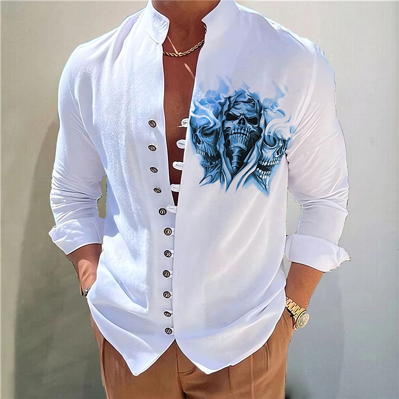 Herr Mörk Skjorta Aloha skjorta Långärmad Mode Designer Ledigt Semester Dagligen Utekväll Höst Vår & sommar Hög krage Mönster Svart Gul Svart / Röd Armégrön Rubinrött 2025 - $26.99 –P3