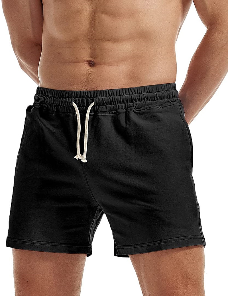 Herr Rosa shorts Atletiska shorts Svett shorts Träningsshorts Ficka Slät Komfort Andningsfunktion Utomhus Dagligen Utekväll Mode Ledigt Svart Vit 2025 - $10.99 –P9