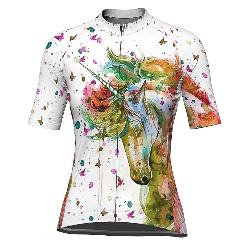 Per donna Maglia da Ciclismo Unicorno Manica Corta Bicicletta Maglia Top con 3 tasche posteriori Mountain Bike MTB Ciclismo su strada Asciugatura Rapida Strisce Riflettenti Tasca Posteriore del 2026 a $30.99 –P9