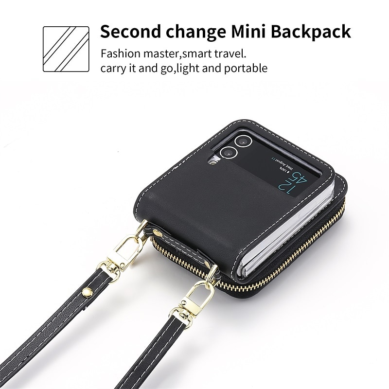 Phone Case For Samsung Galaxy Z Flip 6 Z Flip 5 Z Flip 4 Z Flip 3 Wallet Case Portable Zipper Card Slot Solid Colored PC PU Leather 2025 - $25.99 –P6