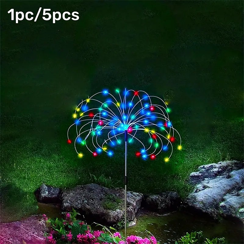 2025年 花火ソーラーライト屋外通路ライト太陽光発電スターバーストフェアリーライト防水8照明モードパティオ装飾風景用リモコン付き90/120/150/180/200 LED コレクション – $23.99 –P9