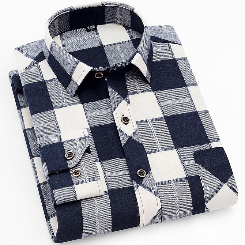 Per uomo Camicia Sopracamicia Tartan All'aperto Streetwear Nero Rosso Blu marino Blu Manica Lunga Collo ripiegato Autunno Inverno Abbigliamento Bottonato del 2025 a $29.99 –P1