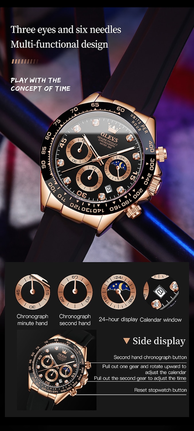 OLEVS 2875 Luxe Heren Horloges Top Merk Quartz Horloge Siliconen Sport Datum Chronograaf Waterdicht Multifunctioneel Horloge 2026 - $41.99 –P11