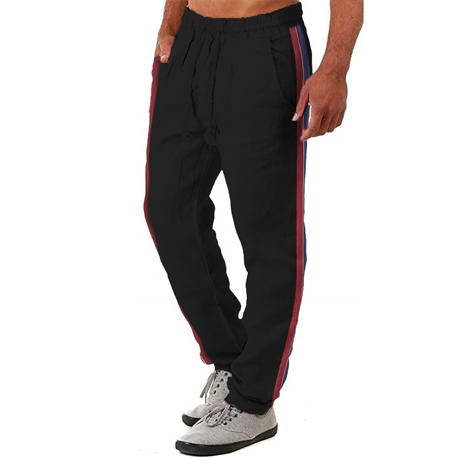 Per uomo Pantaloni Pantaloni estivi A cordoncino Striscia laterale Vita elastica Color Block Comfort Traspirante Informale Giornaliero Per eventi Di tendenza Classico Rosso Blu Media elasticità del 2025 a $21.99 –P2