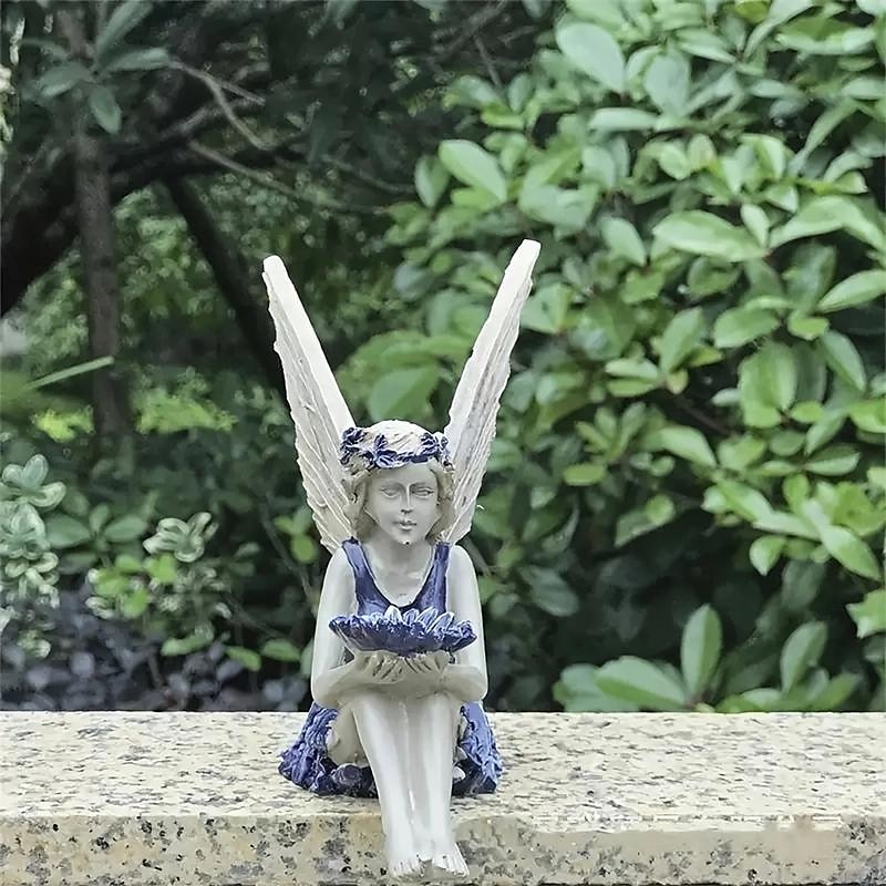 Fairy Statue,Fairy Angel Crafts, Resin Garden Sculpture Butterfly Wings Flower Elf Outdoor Decoration, For Home Decor Patio Lawn 2025 - $15.49 –P4