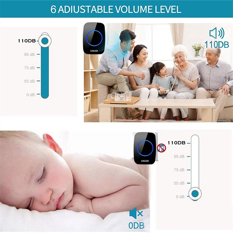 Wireless Doorbell kitPlug-in Receiverelderly pagerWaterproof Push Button with 1000 feet Operating Range 5 Volume Levels60 ChimesLED flash&CD Sound For Home/Office/Classroom Use 2025 - $27.99 –P4