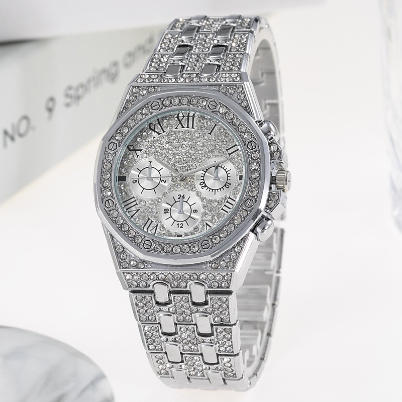 Masculino Relógios de Quartzo Mostrador Grande Com Strass Negócio Cronógrafo Decoração Aço Inoxidável Assista de 2025 por $20.99 –P5