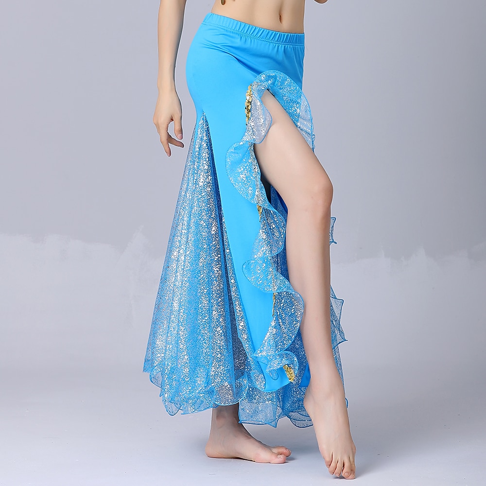 Danse du ventre Jupes Couleur Pure Fantaisie Tulle Femme Utilisation Entraînement Taille haute Mélange de Coton de 2025 ? $32.99 –P2
