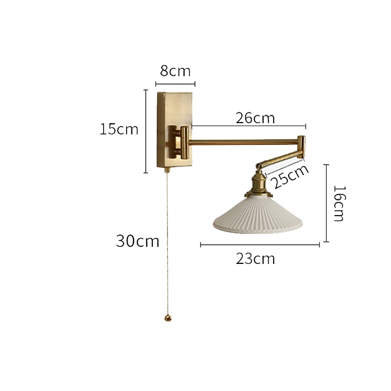 Luz de pared led, luz de brazo oscilante, cerámica, hierro, sala de estar, habitación de muestra, dormitorio, mesita de noche, pared de tv, luz de arte, luz de pared 110-240v 2026 - $165.99 –P1
