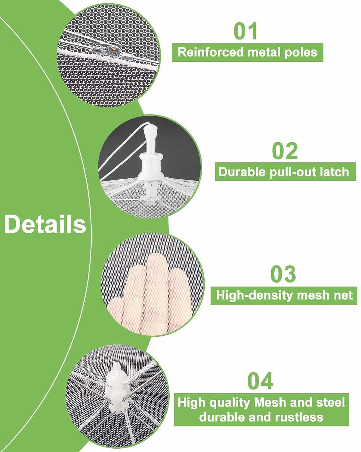 17inch 40 inch Large Food Cover, Mesh Food Tent, White Nylon Covers, Pop-Up Umbrella Screen Tents, Patio Net for Outdoor Camping Picnics Parties BBQ Collapsible and Reusable 2025 - $13.99 –P4