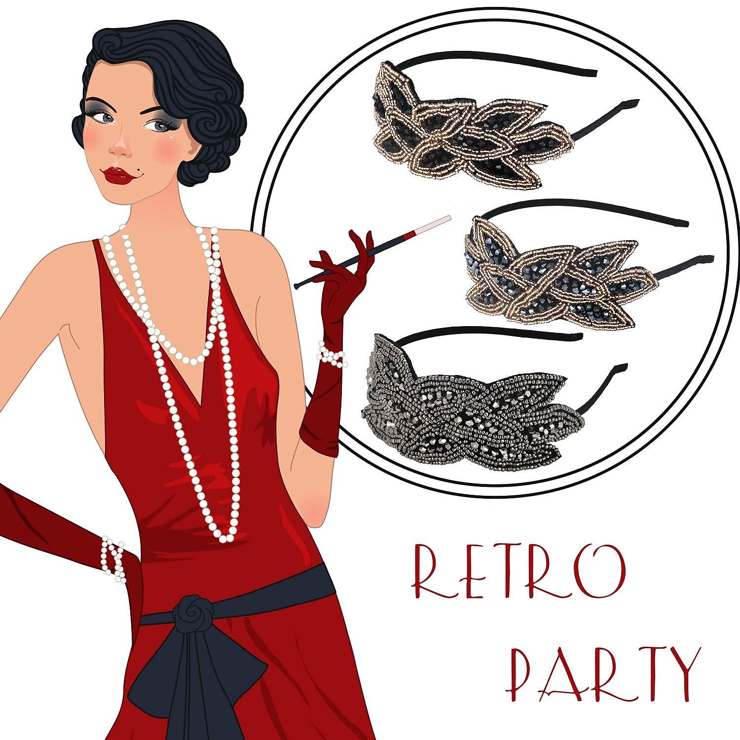 1920s Flapper Headbands for Women 20s Vintage Headpiece Rhinestone Beaded Leaf Hairband Hair Accessory 2025 - $10.49 –P13
