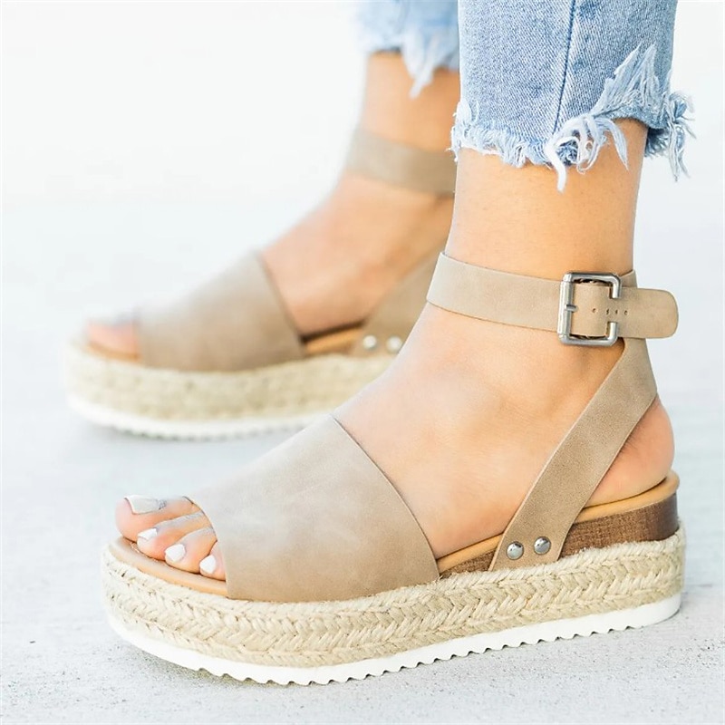 Women's Leopard Print Espadrille Platform Sandals with Ankle Strap, Trendy Open Toe Summer Shoes for Vacation, Beach, and Casual Outfits 2025 - $29.99 –P4