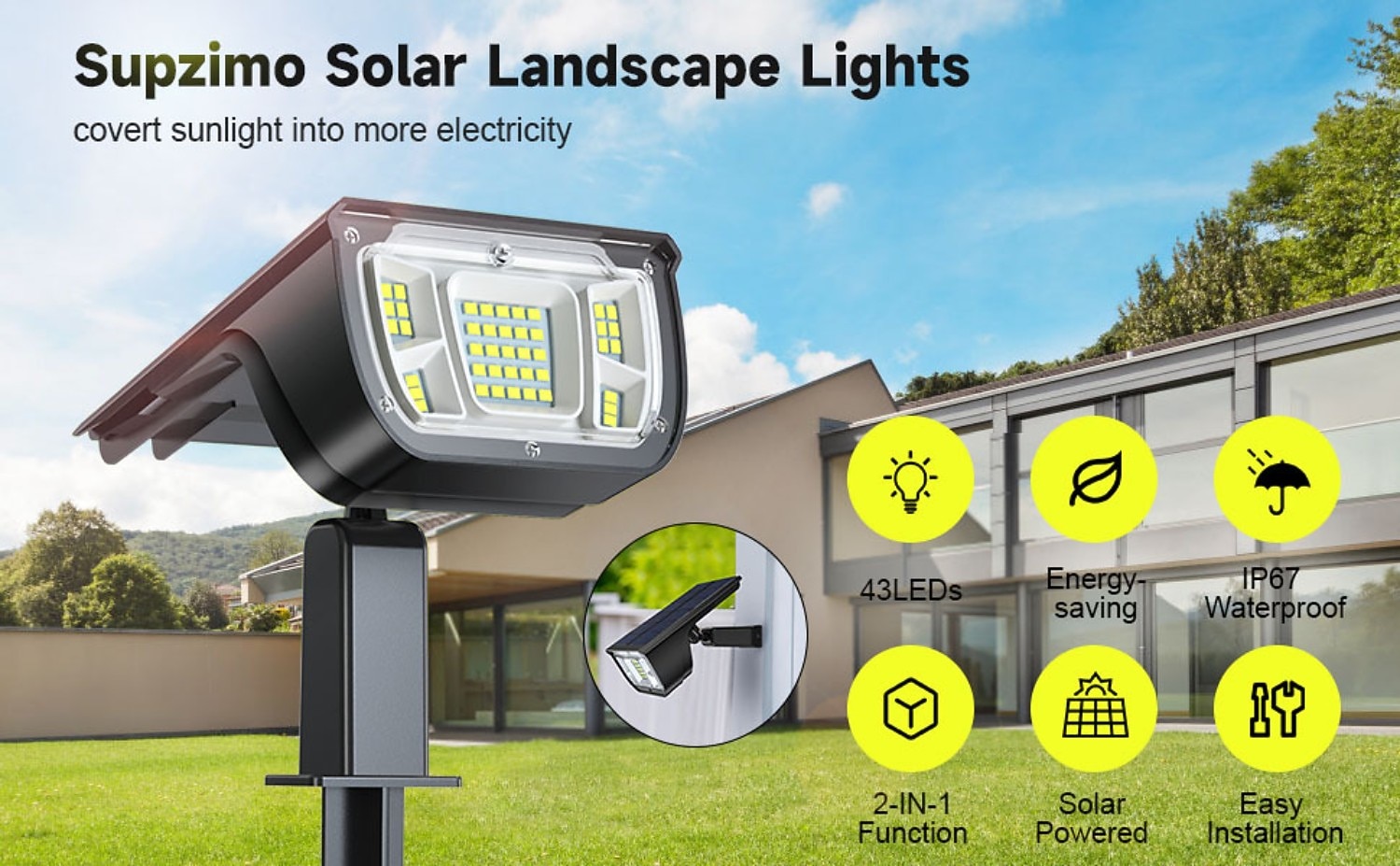 Solar LED Outdoor Landscape Spotlights 45 LEDs 3 Lighting Modes for Courtyard Garden Patio Driveway Landscape Decoration 1/4 pcs 2026 - GBP £15 –P2