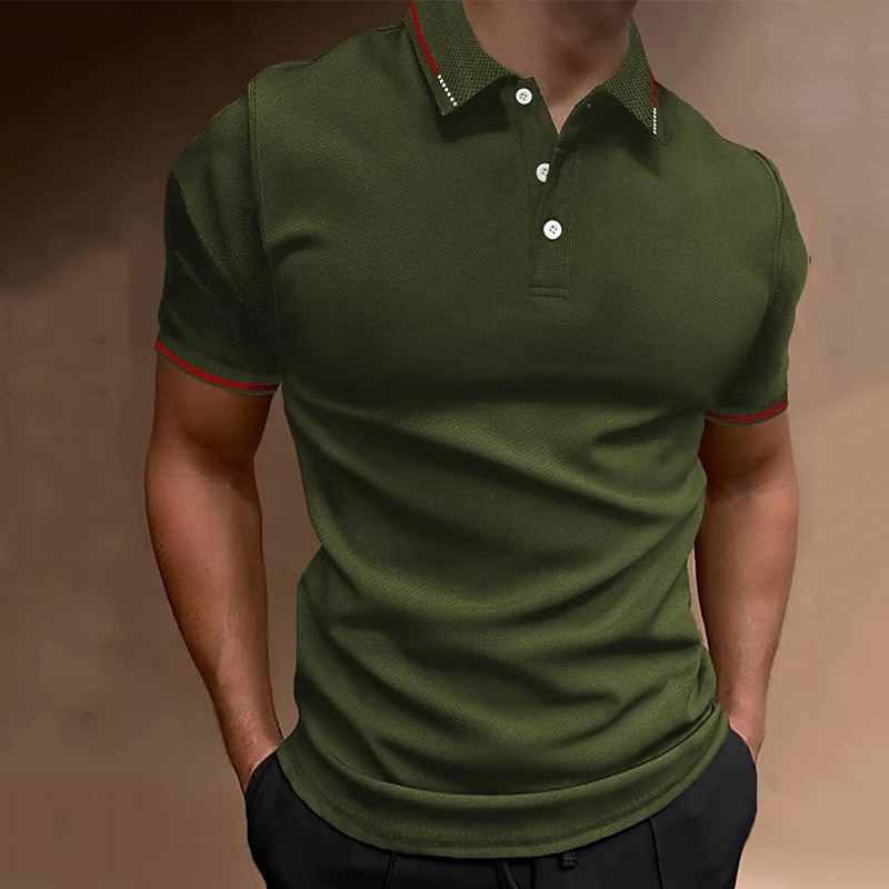 Herren Poloshirt Golfhemd Casual Festtage Kargen Kurzarm Modisch Basic Glatt Klassisch Sommer Regular Fit Feuer rot Schwarz Gelb Armeegrün Dunkelmarine Grau Poloshirt 2025 - $18.99 –P12