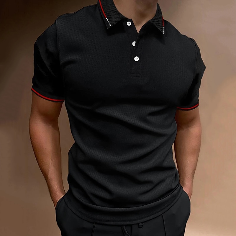 Herren Poloshirt Golfhemd Casual Festtage Kargen Kurzarm Modisch Basic Glatt Klassisch Sommer Regular Fit Feuer rot Schwarz Gelb Armeegrün Dunkelmarine Grau Poloshirt 2025 - $18.99 –P5