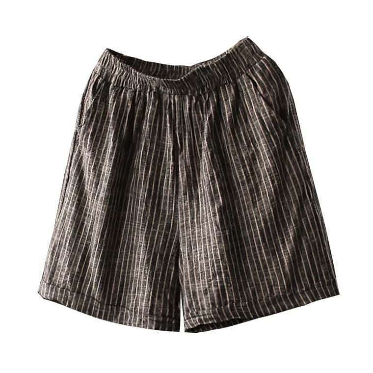 Damen Shorts aus Baumwollleinen Bermudashorts Mode Basic Lässig Kurz Hohe Taille Gestreift Seitentaschen Baggy Komfort Unelastisch Urlaub Straße Alltagstauglich Grau Normale Passform 2025 - $12.99 –P5