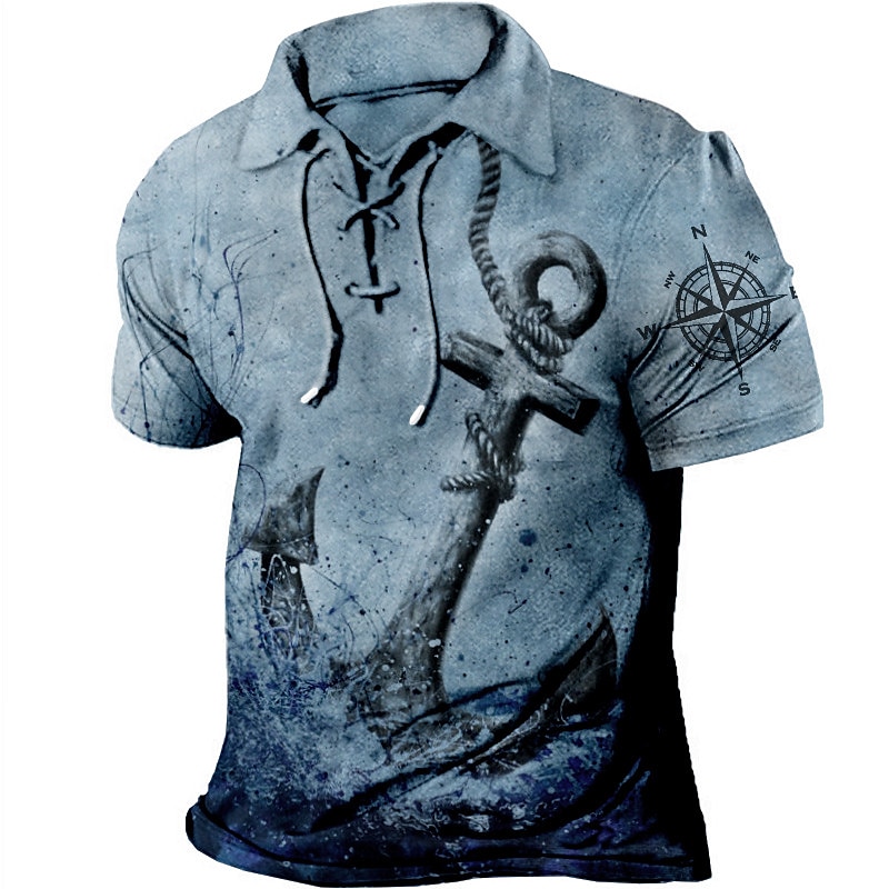 Bărbați Imprimeu Grafic Ancoră Epocă Tricou POLO Cămașă de golf Manșon scurt Cămașă Răsfrânt În aer liber Stradă Albastru Verde Albastru piscină Trifoi Kaki Gri Cordon Imprimeu Îmbrăcăminte Sport 2025 - $22.99 –P1