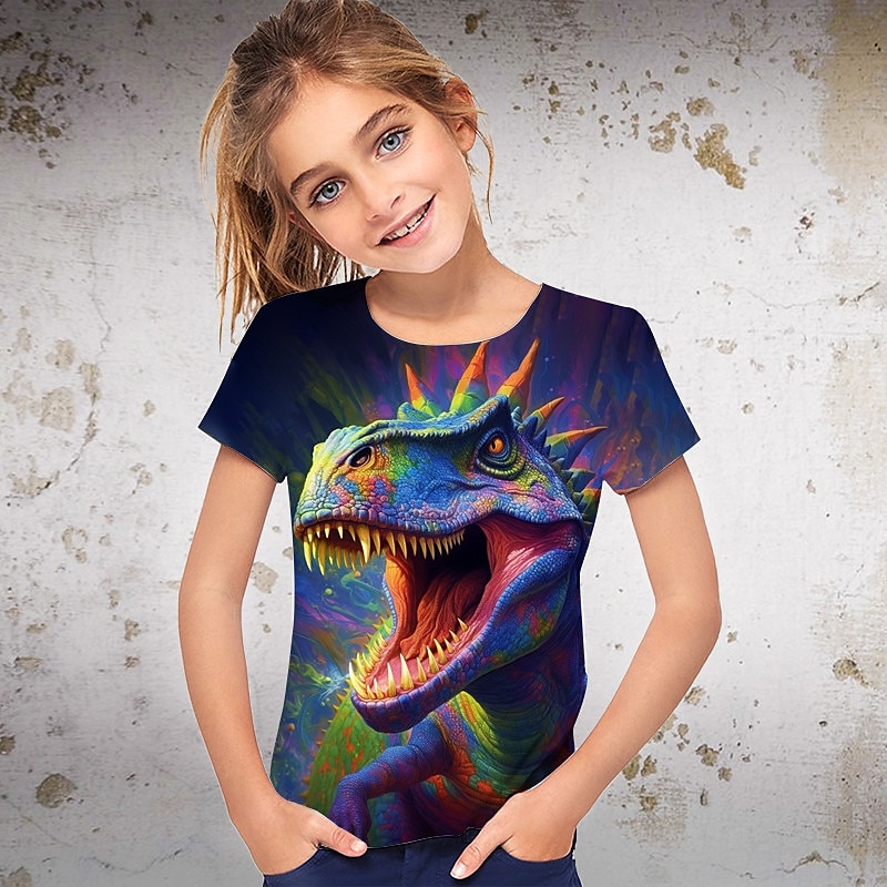 Dívčí 3D Grafika Zvíře Dinosaurus Tričko Košilky Krátký rukáv 3D tisk Léto Jaro Aktivní Módní Šik ven Polyester Děti 3-12 let Venkovní Ležérní Denní Běžný 2025 - $11.49 –P8