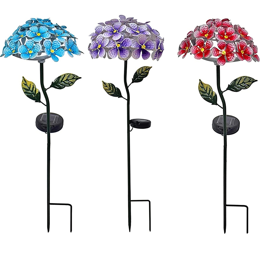 bevegelsessensor utendørs lys led solar lys kunstig hortensia simulering blomst utendørs vanntett hage plen staker lamper 2025 - $39.99 –P2