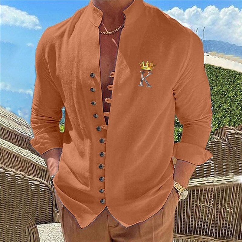 Herr Geometriska mönster Bokstav Dubbel (264x234 cm) Skjorta Knapp upp skjorta Långärmad Mode Streetwear Designer Utomhus Ledigt Dagligen Sommar Vår Höst Hög krage Mönster Svart Vit Rodnande Rosa Bl 2025 - $26.99 –P3