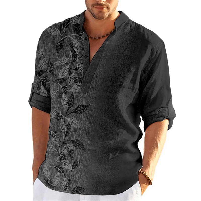 Per uomo Foglie Camicia Camicia con bottoni Manica lunga Di tendenza Streetwear Originale Informale Per uscire Estate Primavera Autunno Colletto alla coreana Stampa Blu Viola Verde Cachi Grigio del 2025 a $24.99 –P5